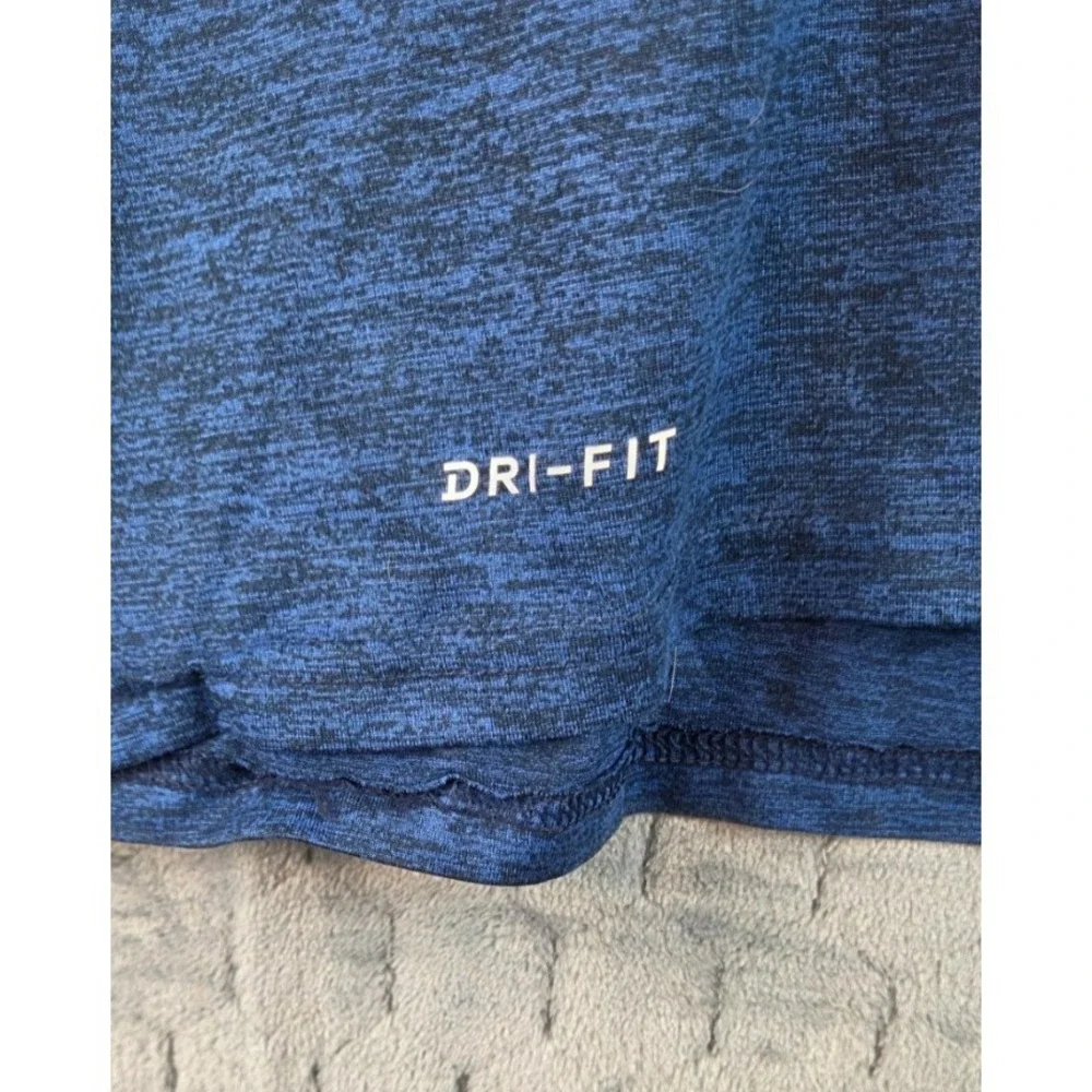 Nike Shirt Men XXL Blue Navy Athletic Training‎ Dri Fit Gym Crewneck Running